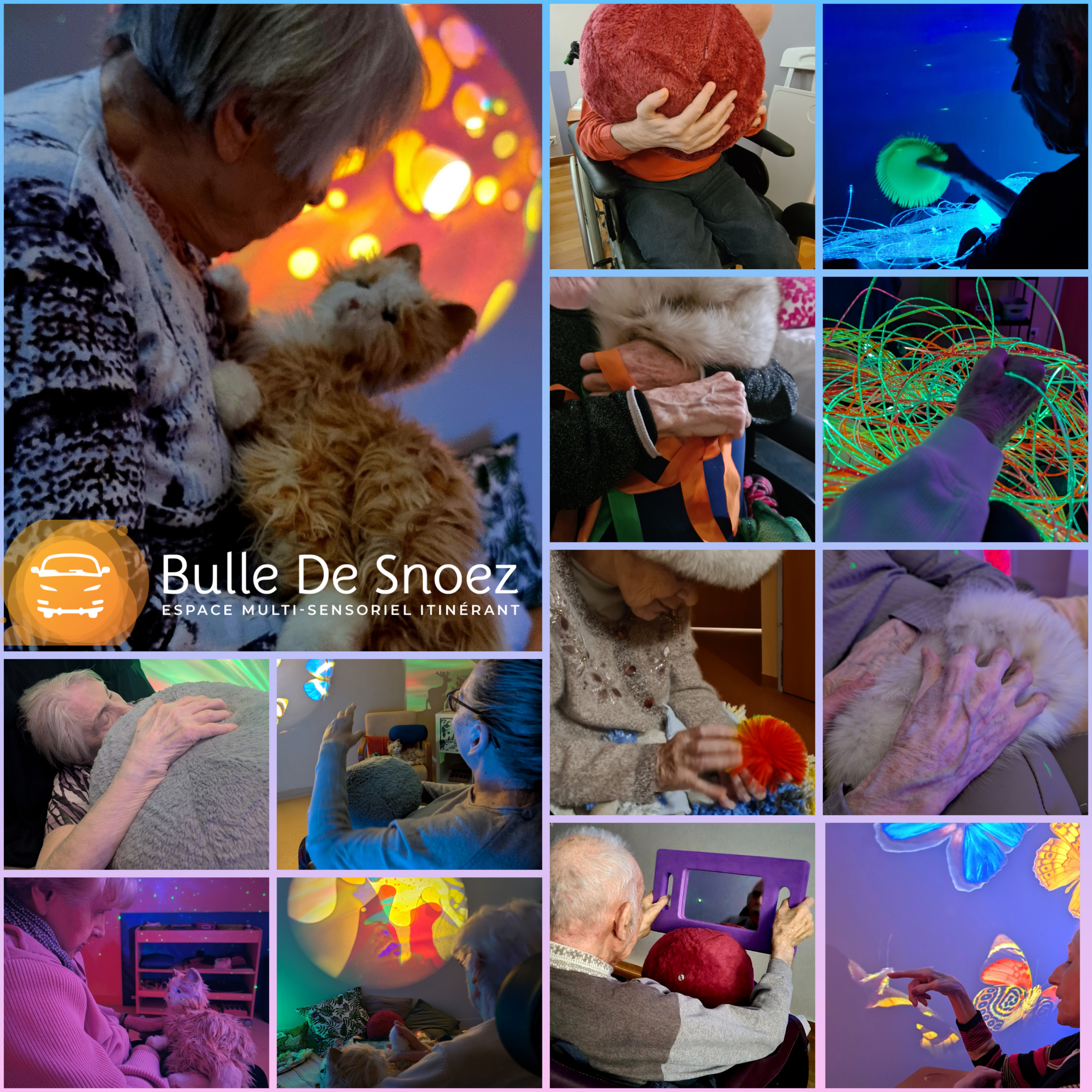 Snoezelen- Snoezelen Itinérant - Bus sensoriel- camion Snoezelen. Séance Snoezelen- Enfant-Senior - handicap- bébé-Famille- Séance en salle